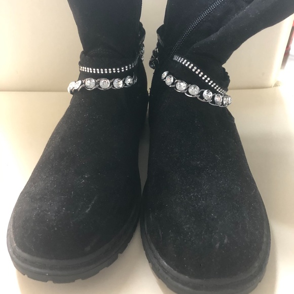 New Stuart Weitzman Girls Black Moto Boots Short Rhinestone  5 US/ 35 EU - Picture 6 of 9